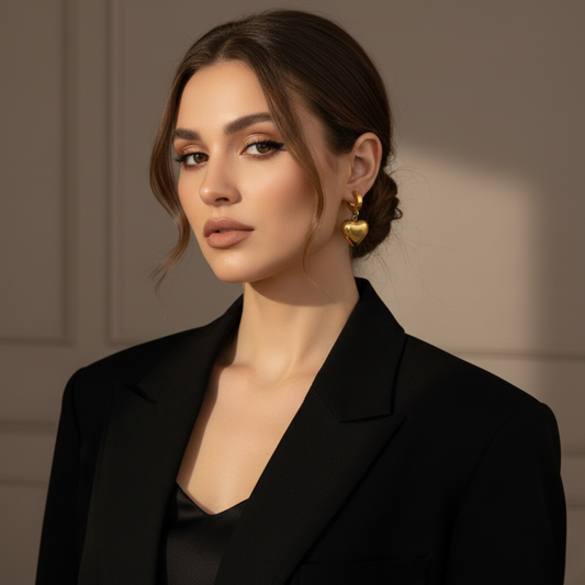 Gold Plated Heart Earrings Stainless Steel