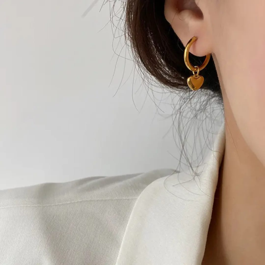 Small Heart Hoop Earrings – Gold Plated Stainless Steel