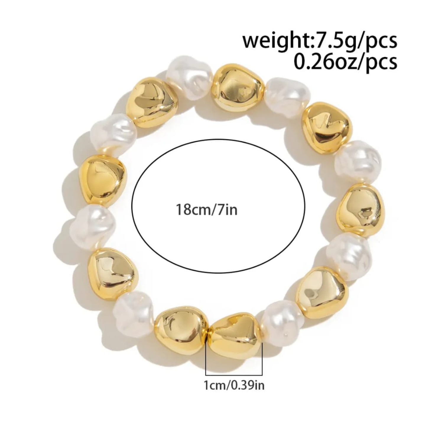 Gold & White Pearl Bracelet