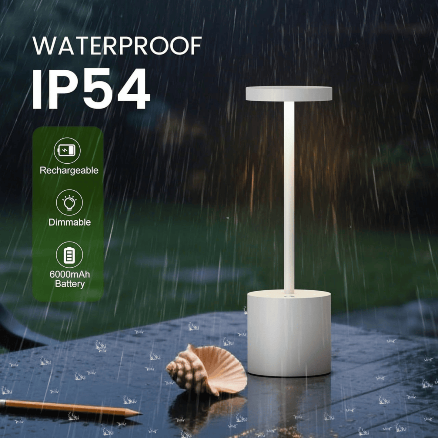 Cordless Rechargeable LED Table Lamp – Touch Control Dimmable Desk Light