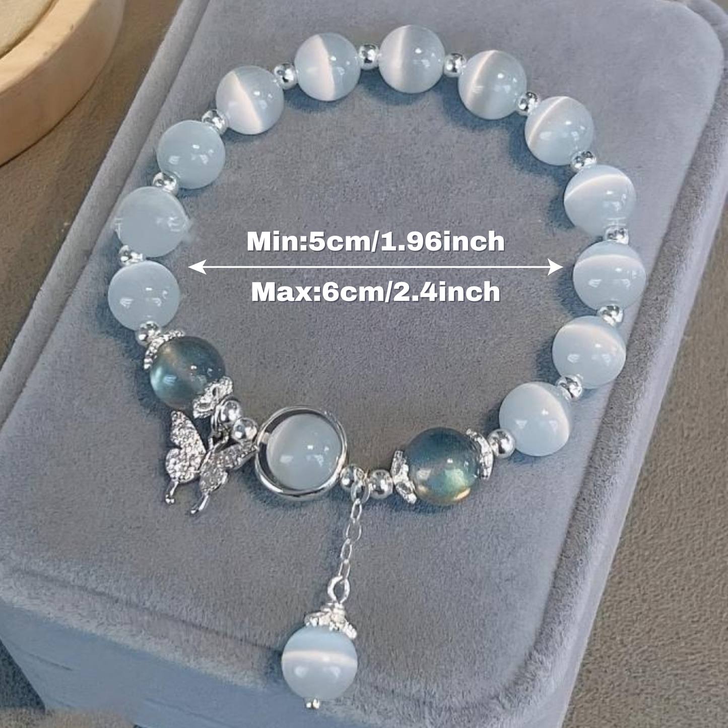 Grey Cat’s Eye Stone Star Butterfly Bracelet