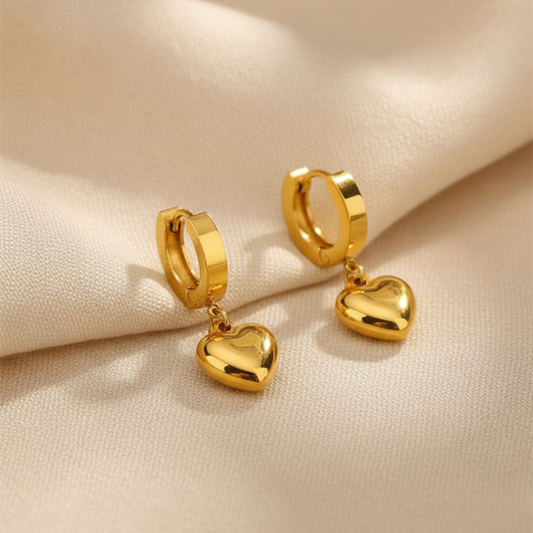Gold Plated Heart Earrings Stainless Steel