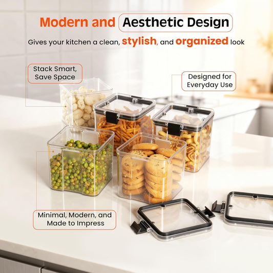 Air Tight Kitchen Storage Containers Set (8 Pieces – 700ml & 1100ml)