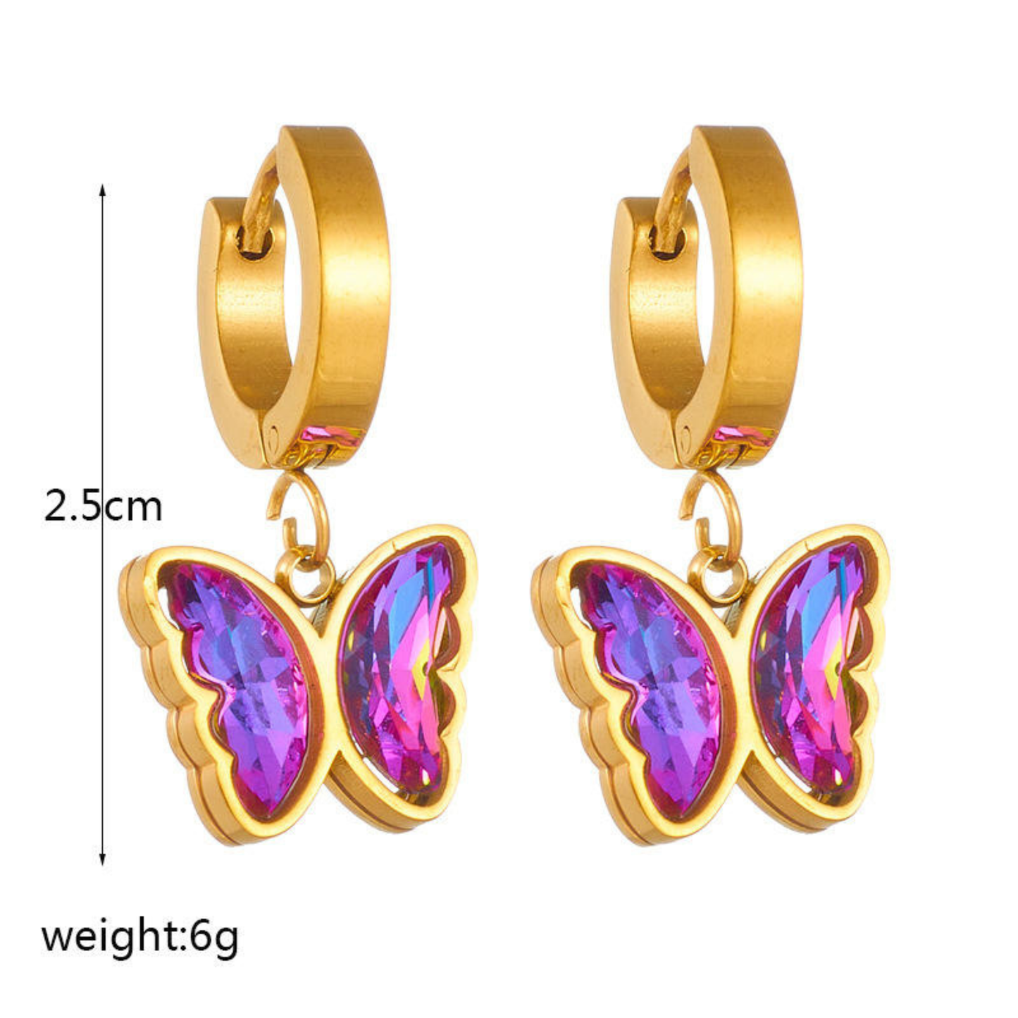 Butterfly hoop earrings