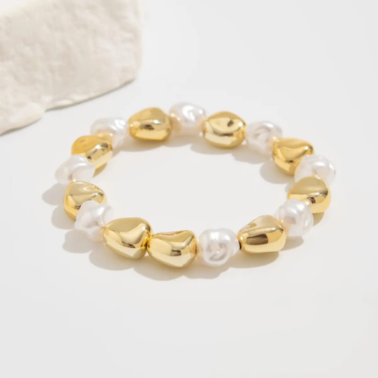 Gold & White Pearl Bracelet