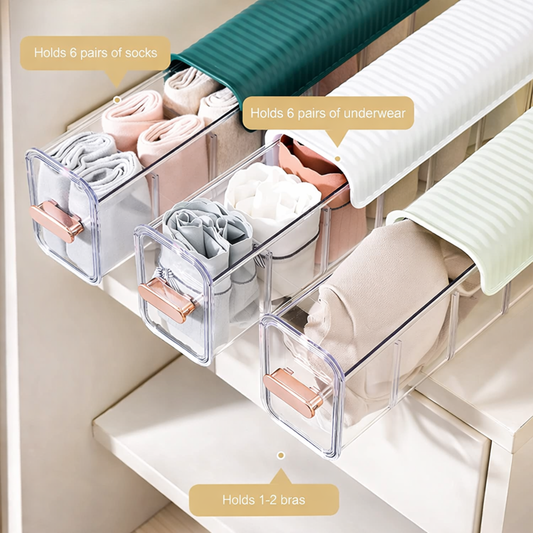Clear Wall Mounted Drawer Organizer Transparent Underwear Panties Storage Box Punch-Free Multifunctional Storage Box For Clothes, Socks, Ties Wall Hanging Storage Box