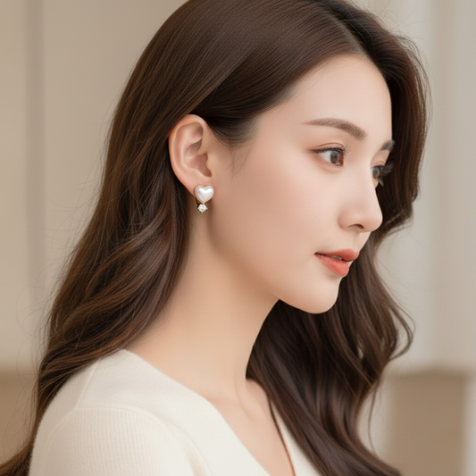 White Heart Diamond Earring