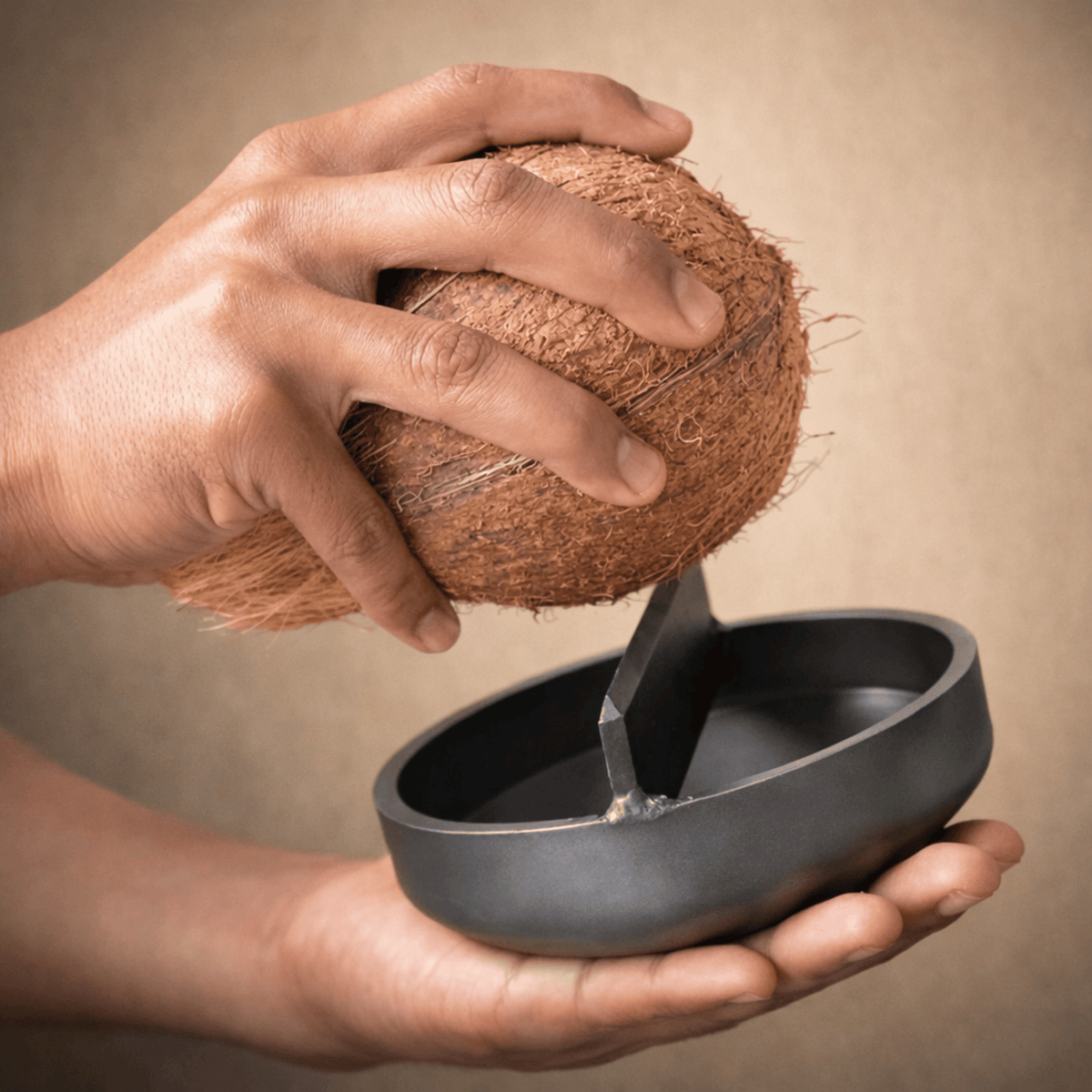 CocoCrack Steel Pro Coconut Breaker – Heavy-Duty Hand Press Coconut Opener with Water Collector