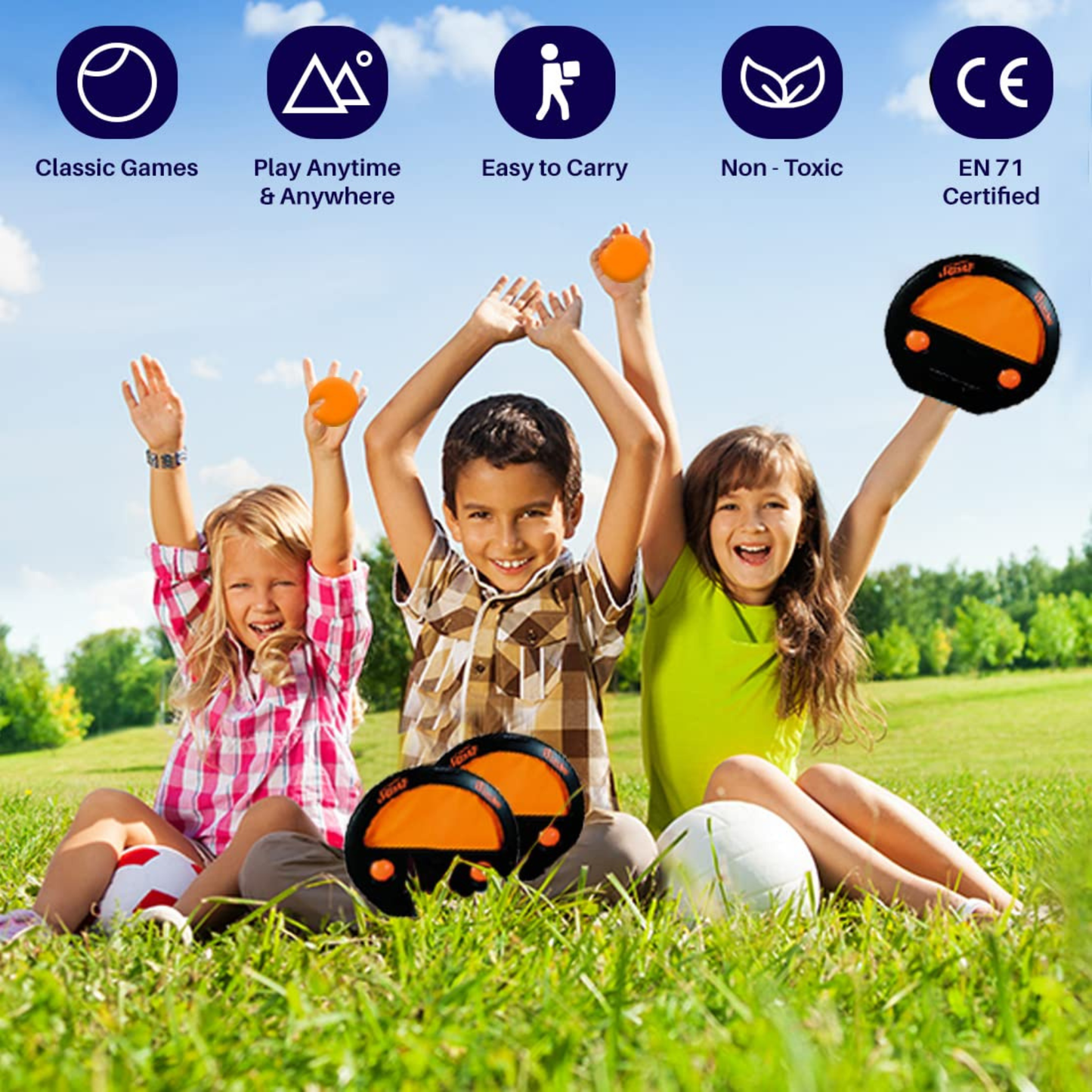 Wembley Squap Fun Toy Catch and Throw Ball Outdoor Games for Kids - Black