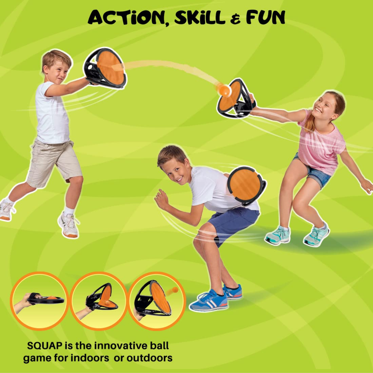 Wembley Squap Fun Toy Catch and Throw Ball Outdoor Games for Kids - Black