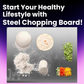 Stainless Steel Chopping Board with Built-in Groove (35 × 31 cm)