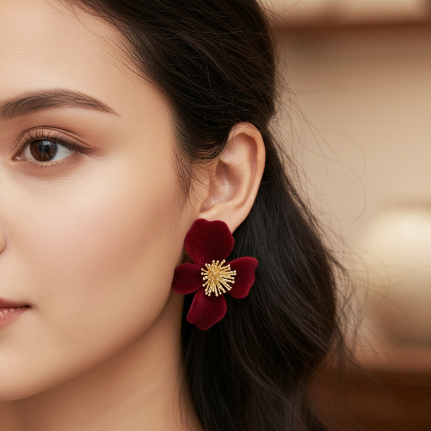 Red Flower Earrings