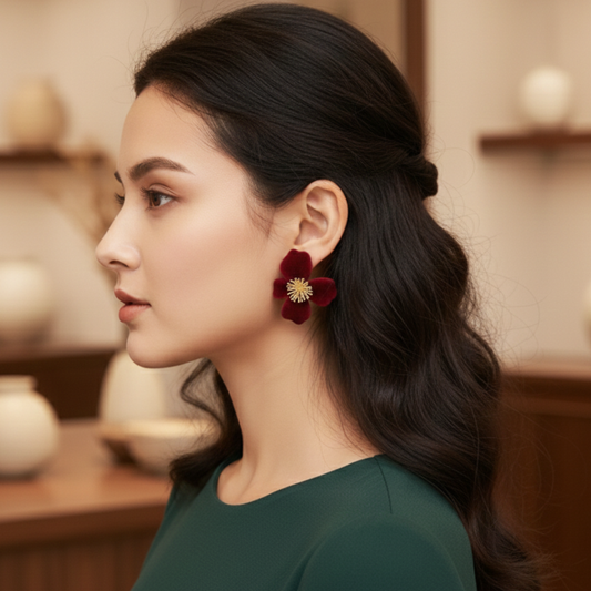 Red Flower Earrings