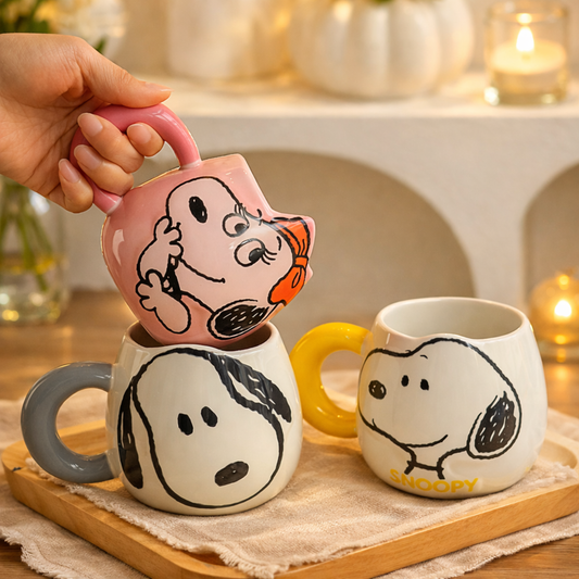 Anime Cartoon Snoopy Ceramic Mug Kawaii Home Milk Cup Couple Coffee Cup  500 ml Pack of 1
