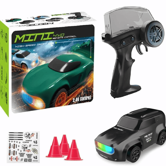 TurboMini 1:64 RC Drift Car – LED Lights, Instant Boost & Type-C Fast Charging