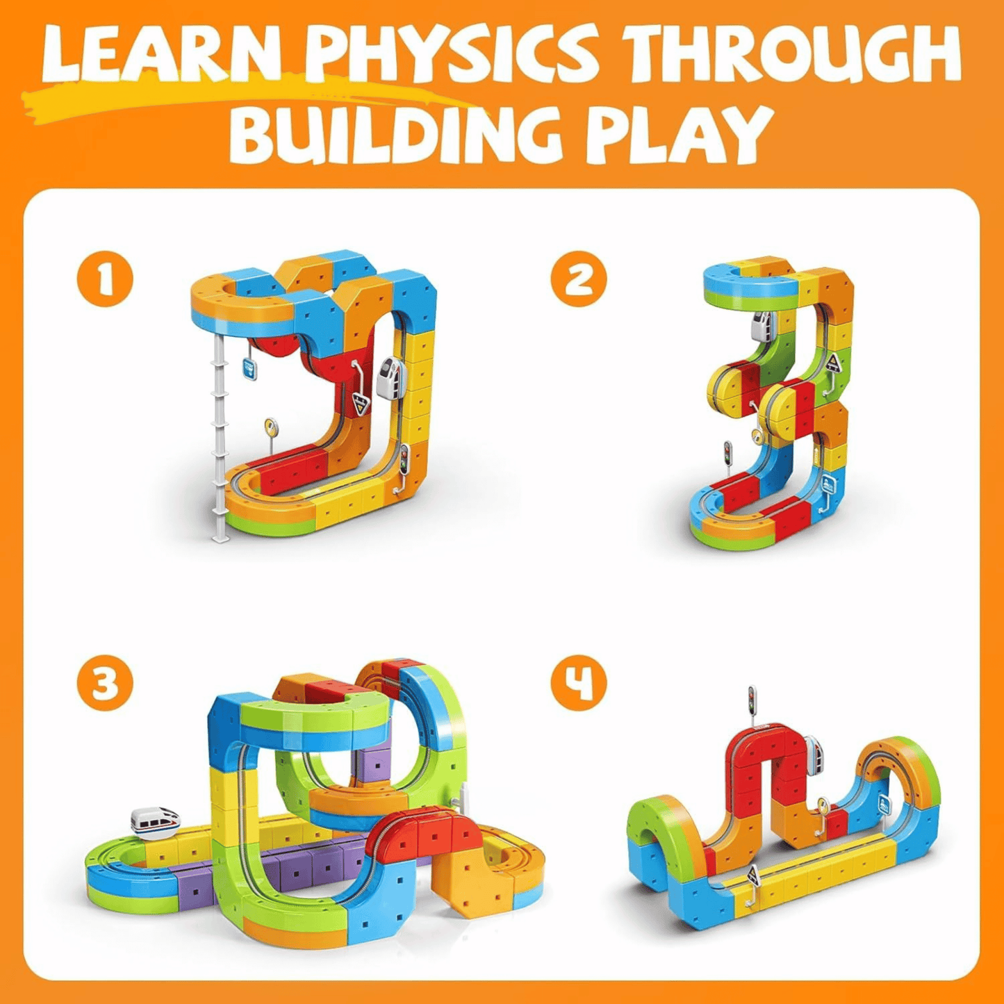 Electric Train Set with 3D Magic Flexible Race Tracks – Gravity-Defying STEM Toy (51 Pieces)