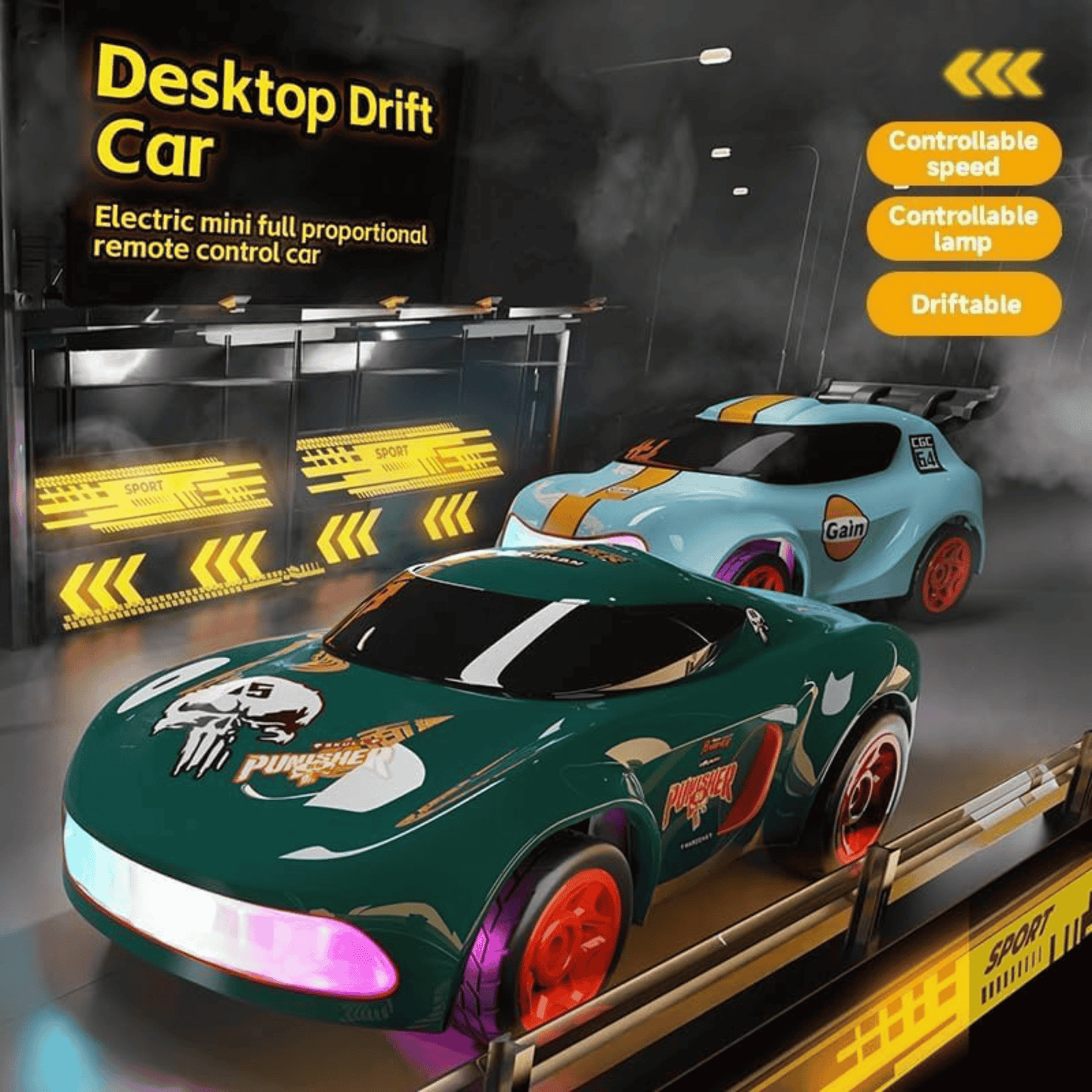 TurboMini 1:64 RC Drift Car – LED Lights, Instant Boost & Type-C Fast Charging