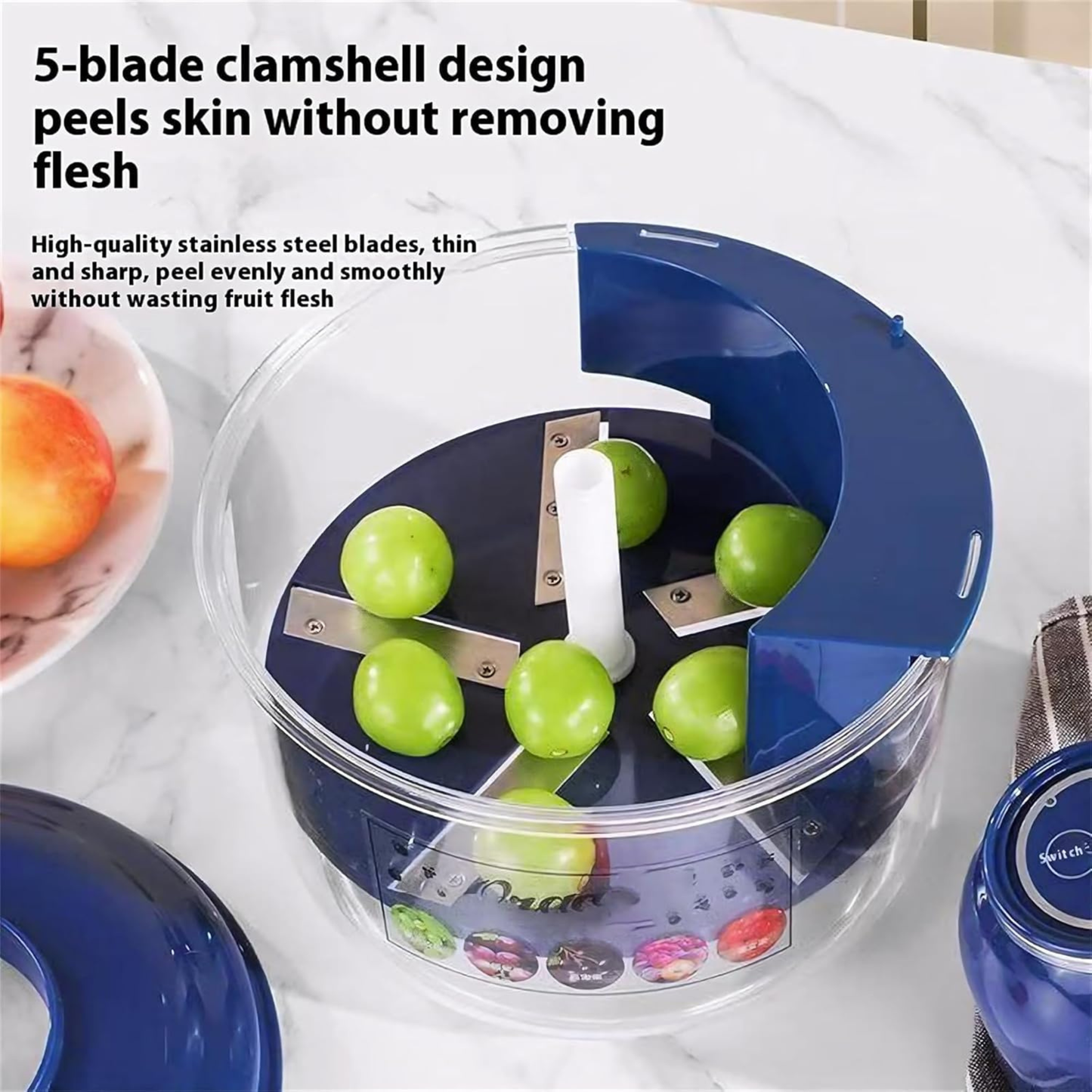 50W Electric Garlic & Small Fruit Peeler Machine – Automatic, Rechargeable, Food-Grade Stainless Steel Blades