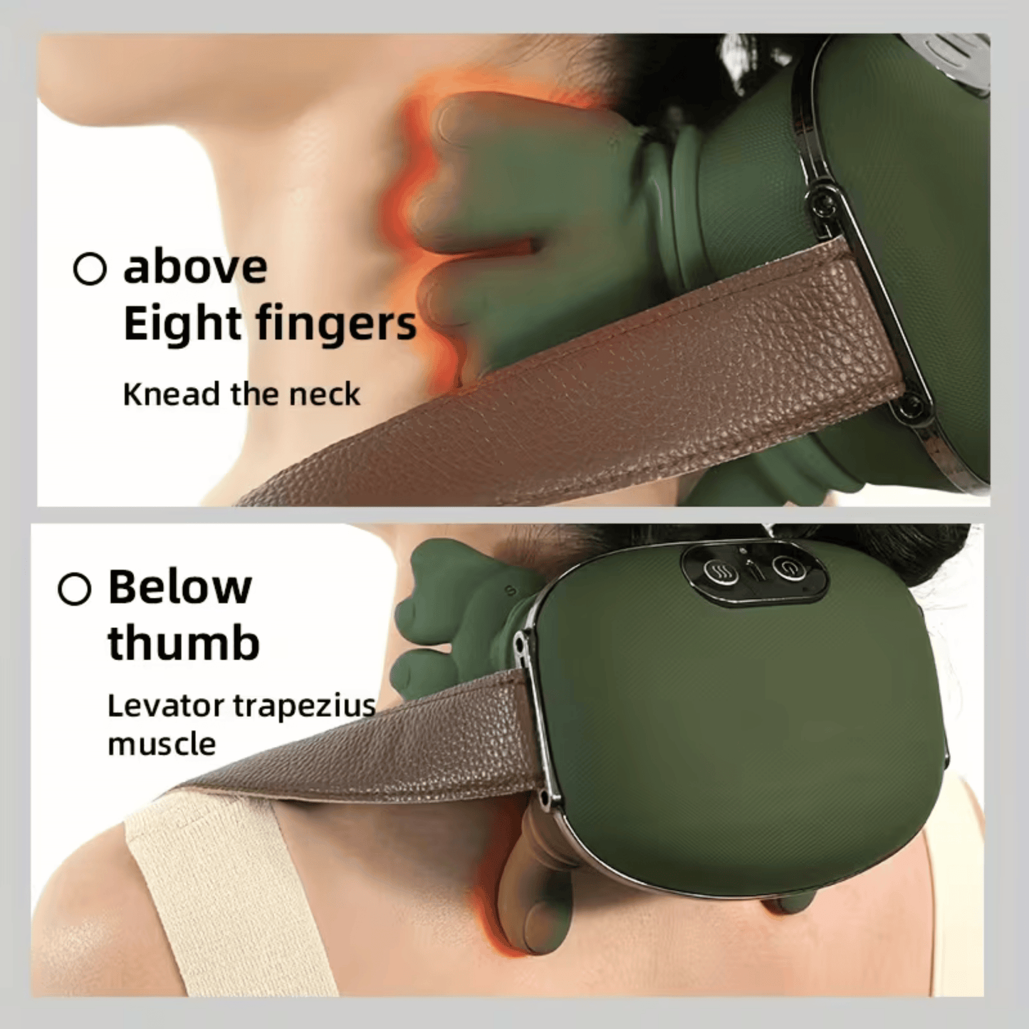 Bionic Heated Neck & Shoulder Massager – Wireless 4D Kneading Massage (Green)