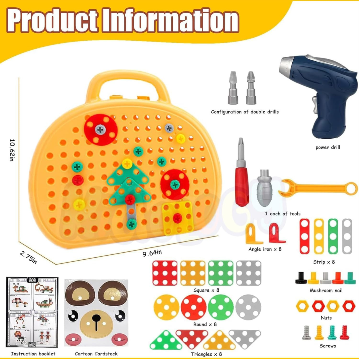 Creative Mosaic Drill Set – 203-Piece Drilling Toy with Screwdriver Tool