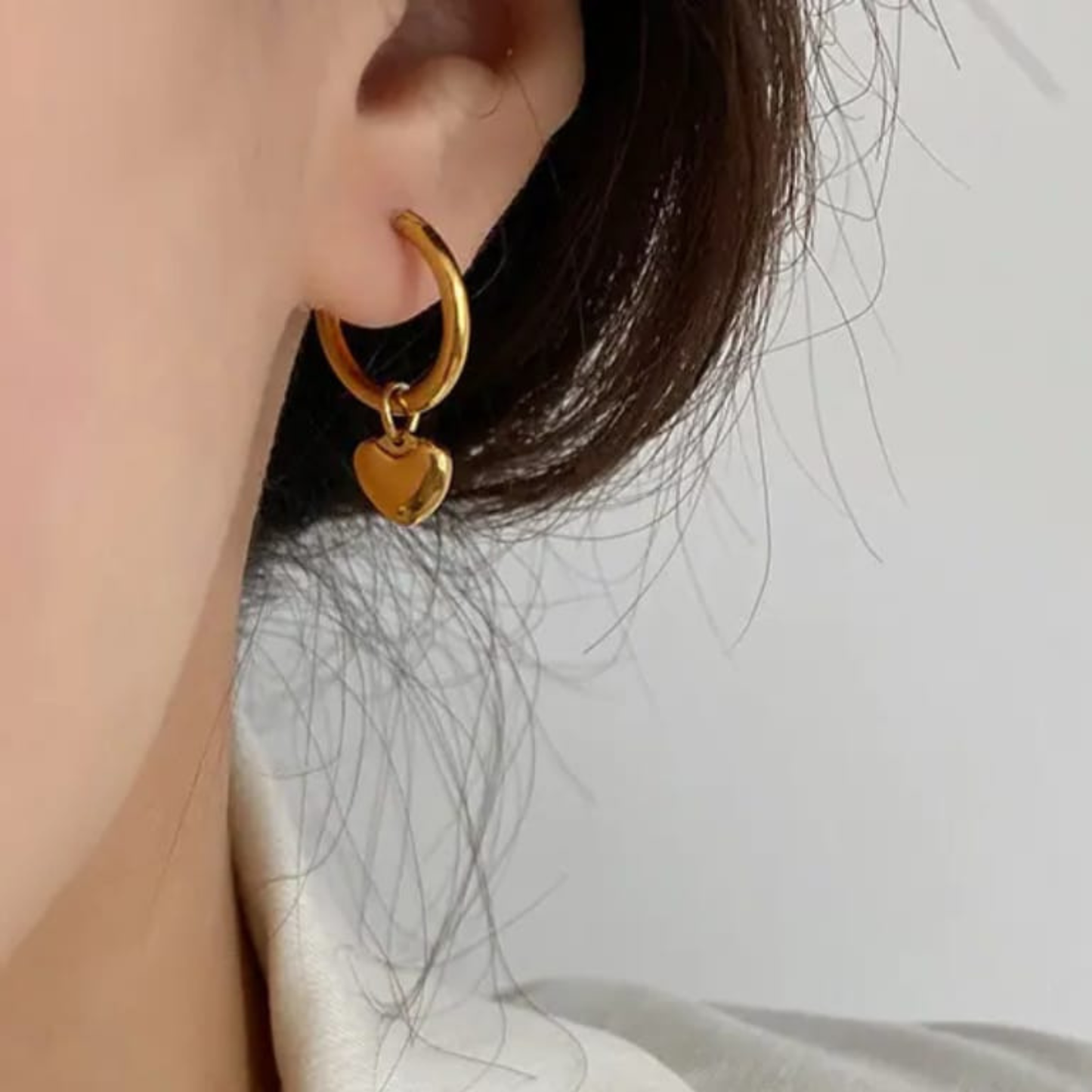 Small Heart Hoop Earrings – Gold Plated Stainless Steel