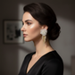 Elegant white flower earrings with sparkling diamond drops