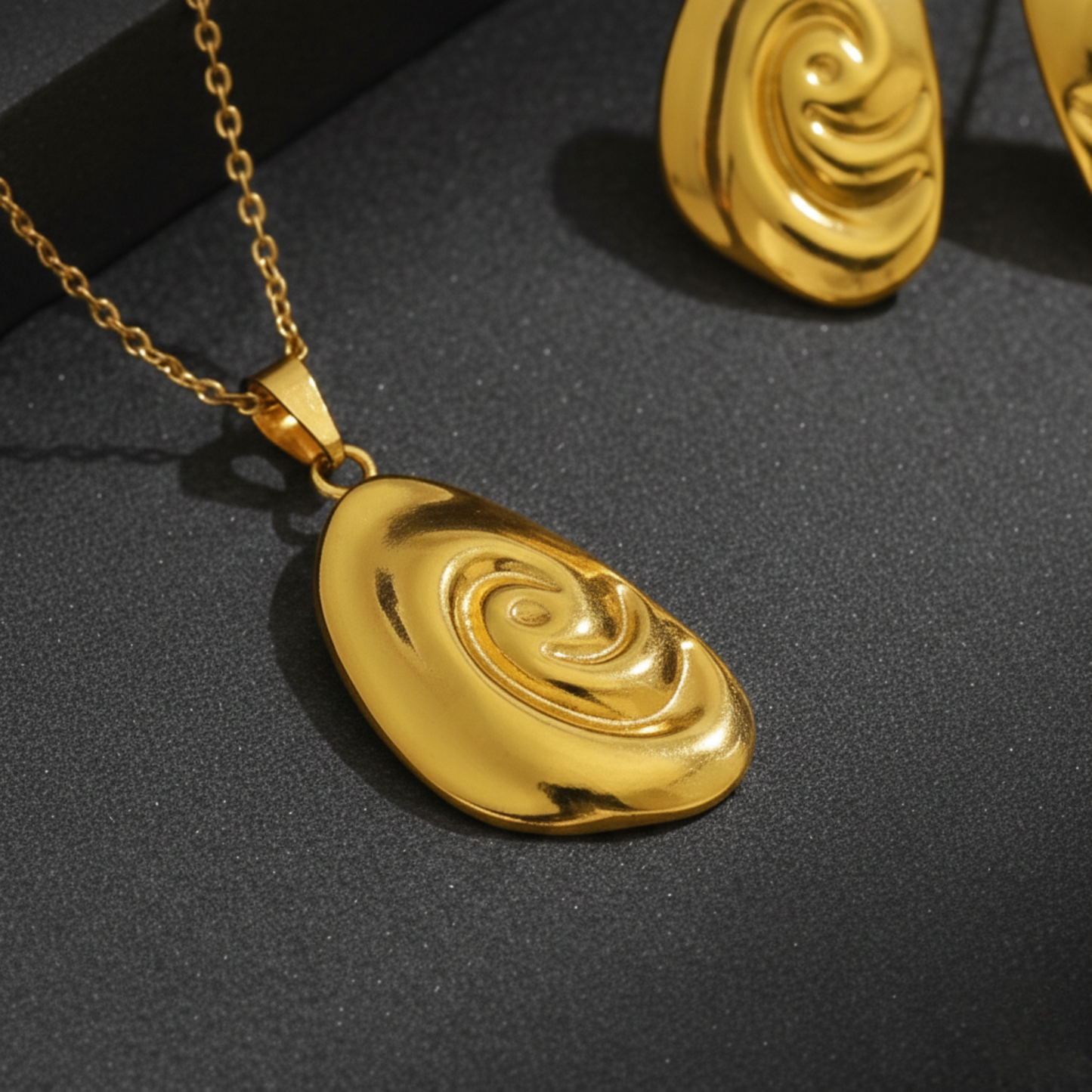 Abstract Swirl Pendant Necklace Set – Chic, Anti-Tarnish Stainless Steel Jewelry for Women