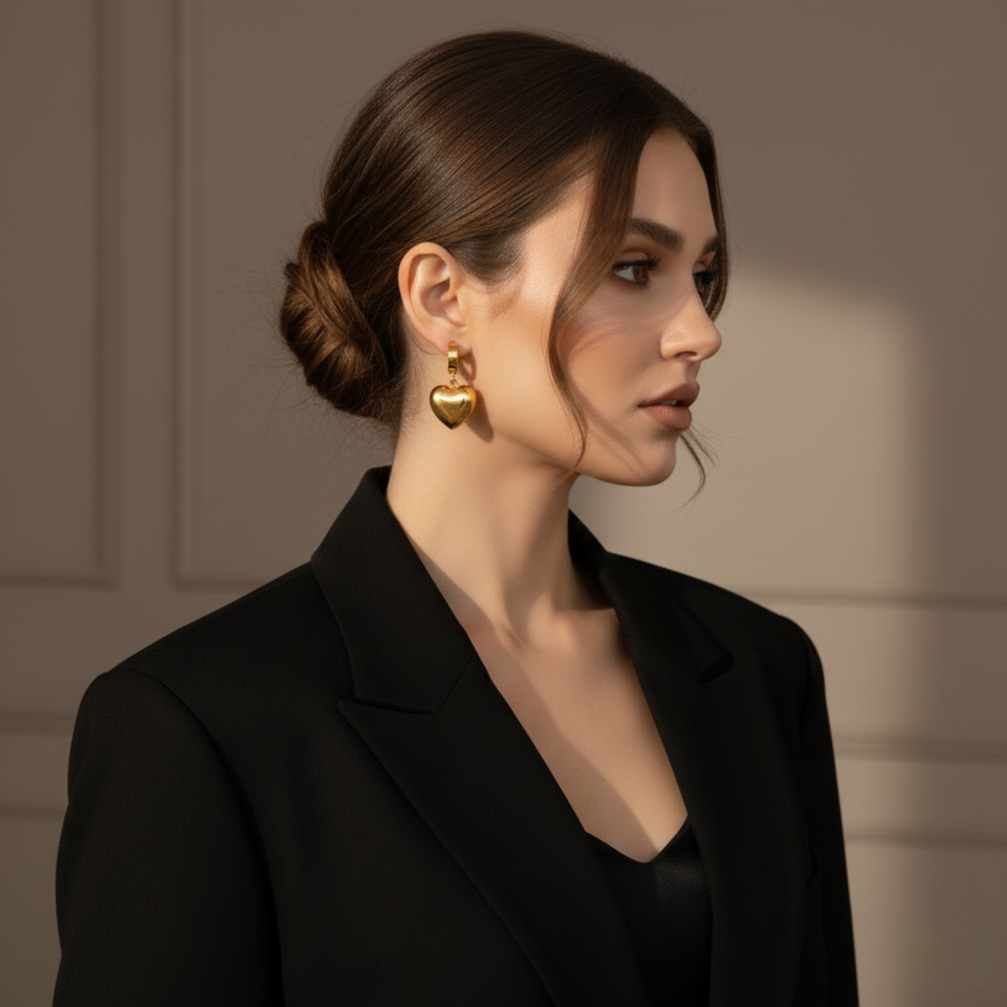 Gold Plated Heart Earrings Stainless Steel