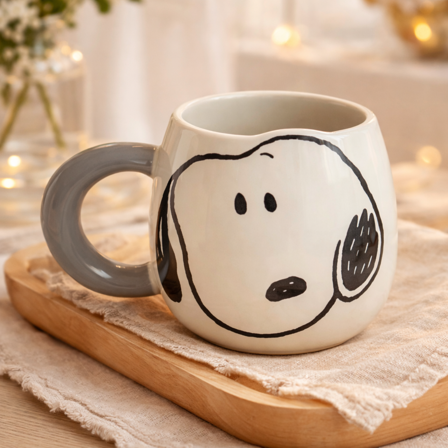 Anime Cartoon Snoopy Ceramic Mug Kawaii Home Milk Cup Couple Coffee Cup  500 ml Pack of 1