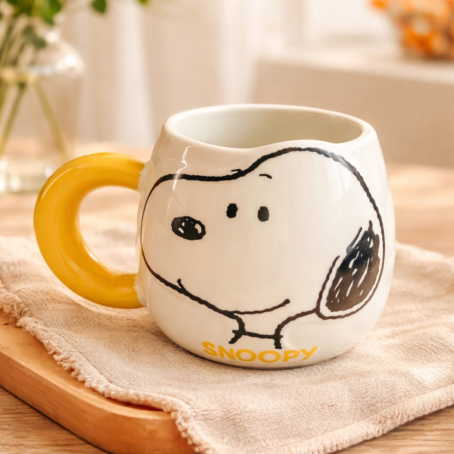 Anime Cartoon Snoopy Ceramic Mug Kawaii Home Milk Cup Couple Coffee Cup  500 ml Pack of 1