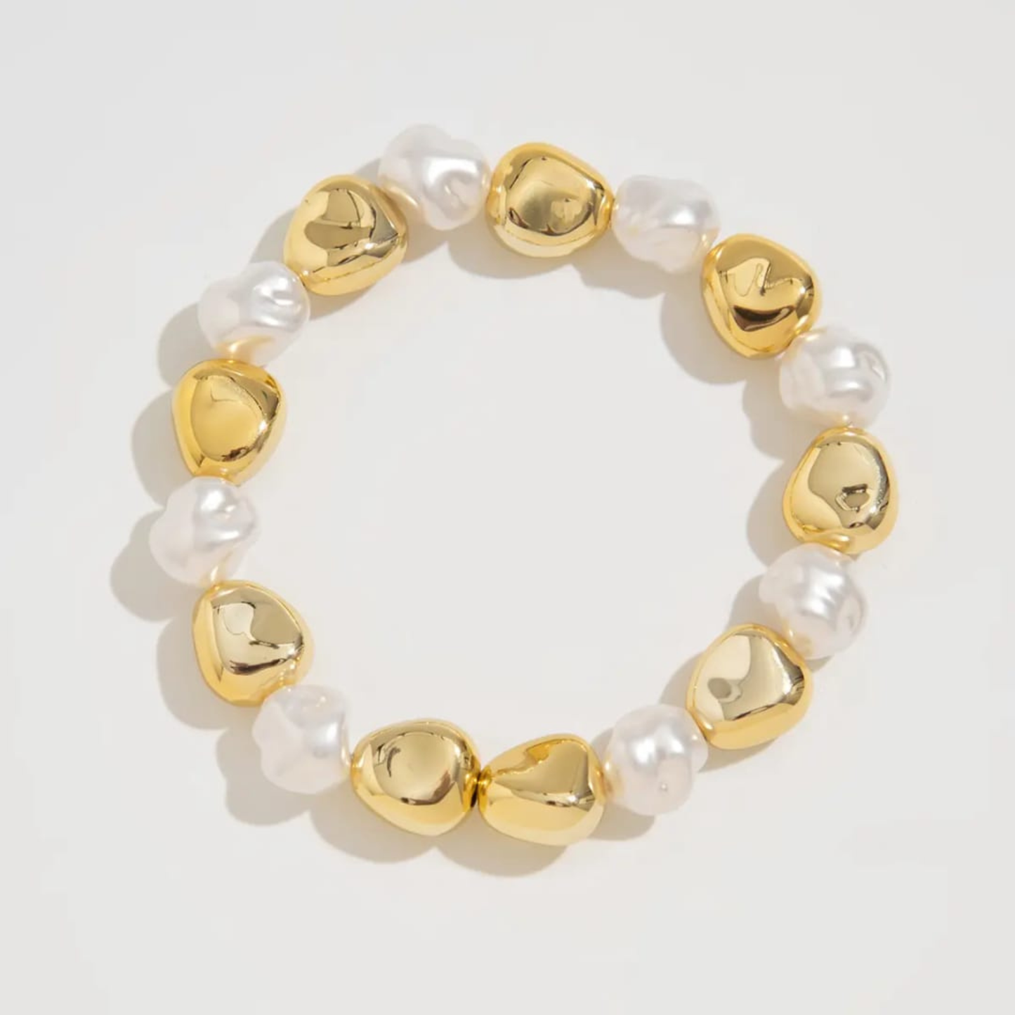 Gold & White Pearl Bracelet
