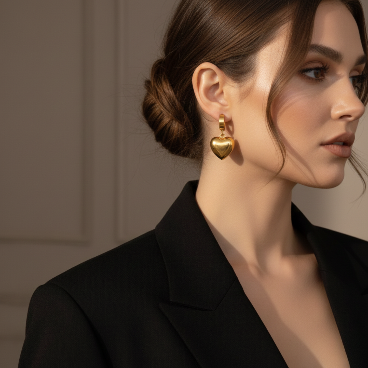 Gold Plated Heart Earrings Stainless Steel