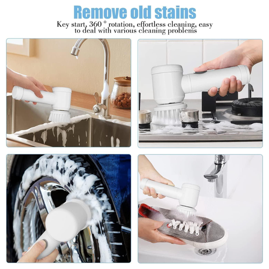 5-in-1 Handheld Bathroom Cleaning Brush Scrubber (Rechargeable & Cordless)