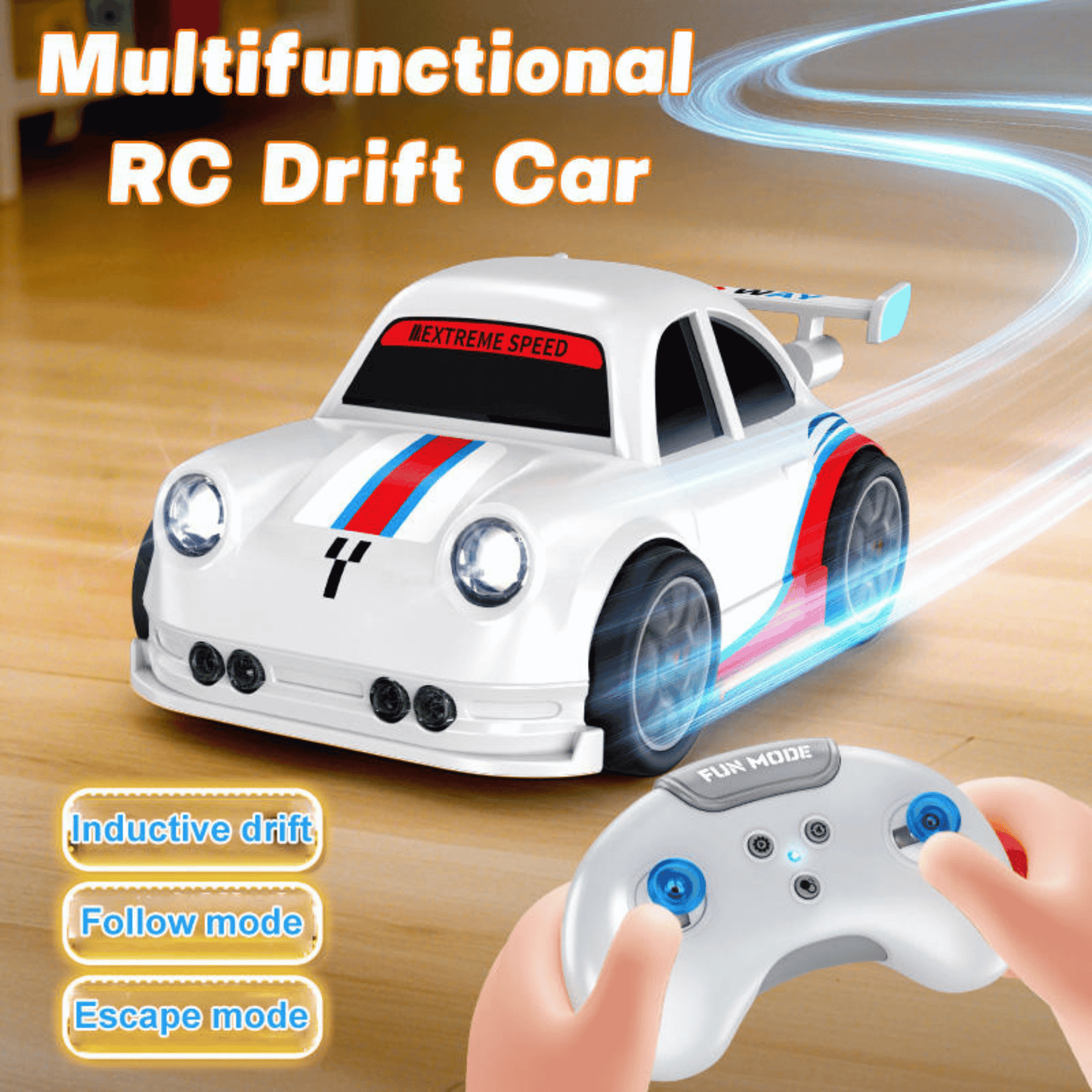 Smart RC Drifting Car Toy – 2.4GHz Remote Control Racing Car with LED Lights, Sound & Sensor Mode