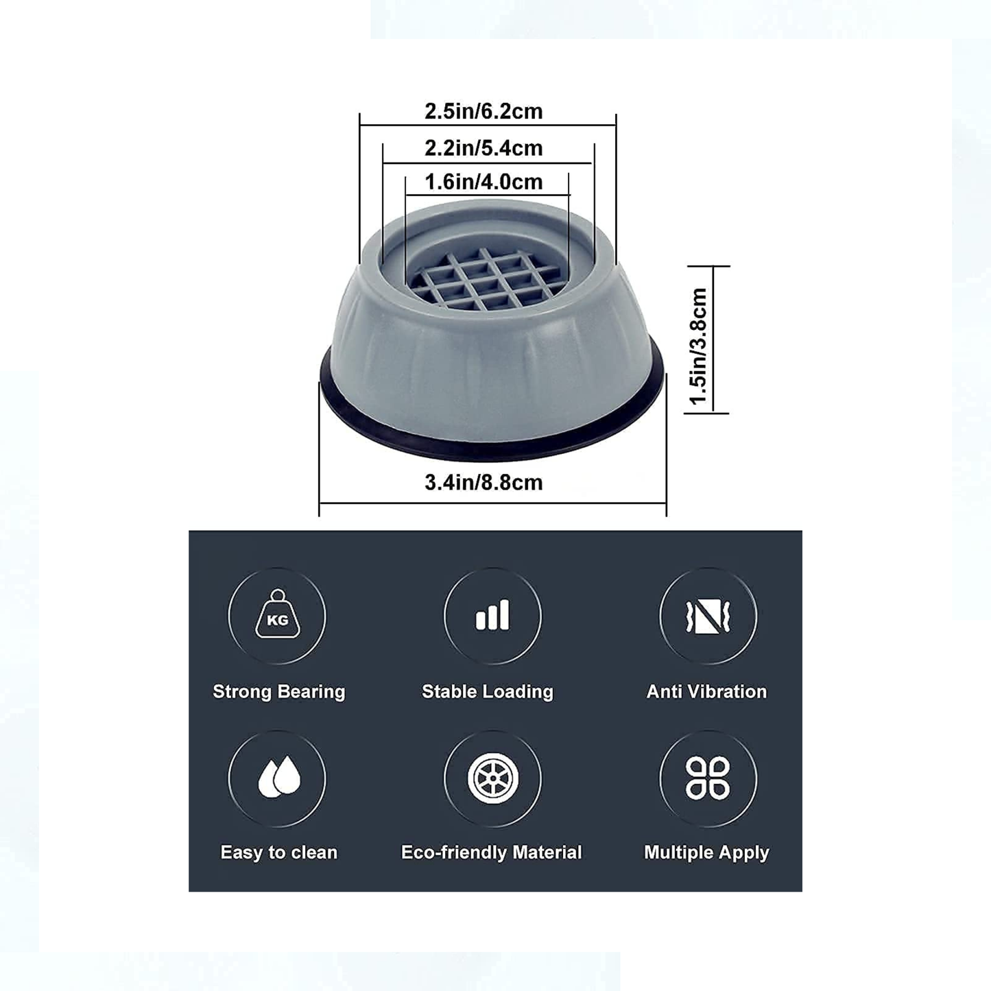 Anti-Vibration Pads for Washing Machine & Appliances (Set of 4)