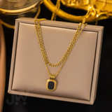 Black Pendant Double-Layered Necklace