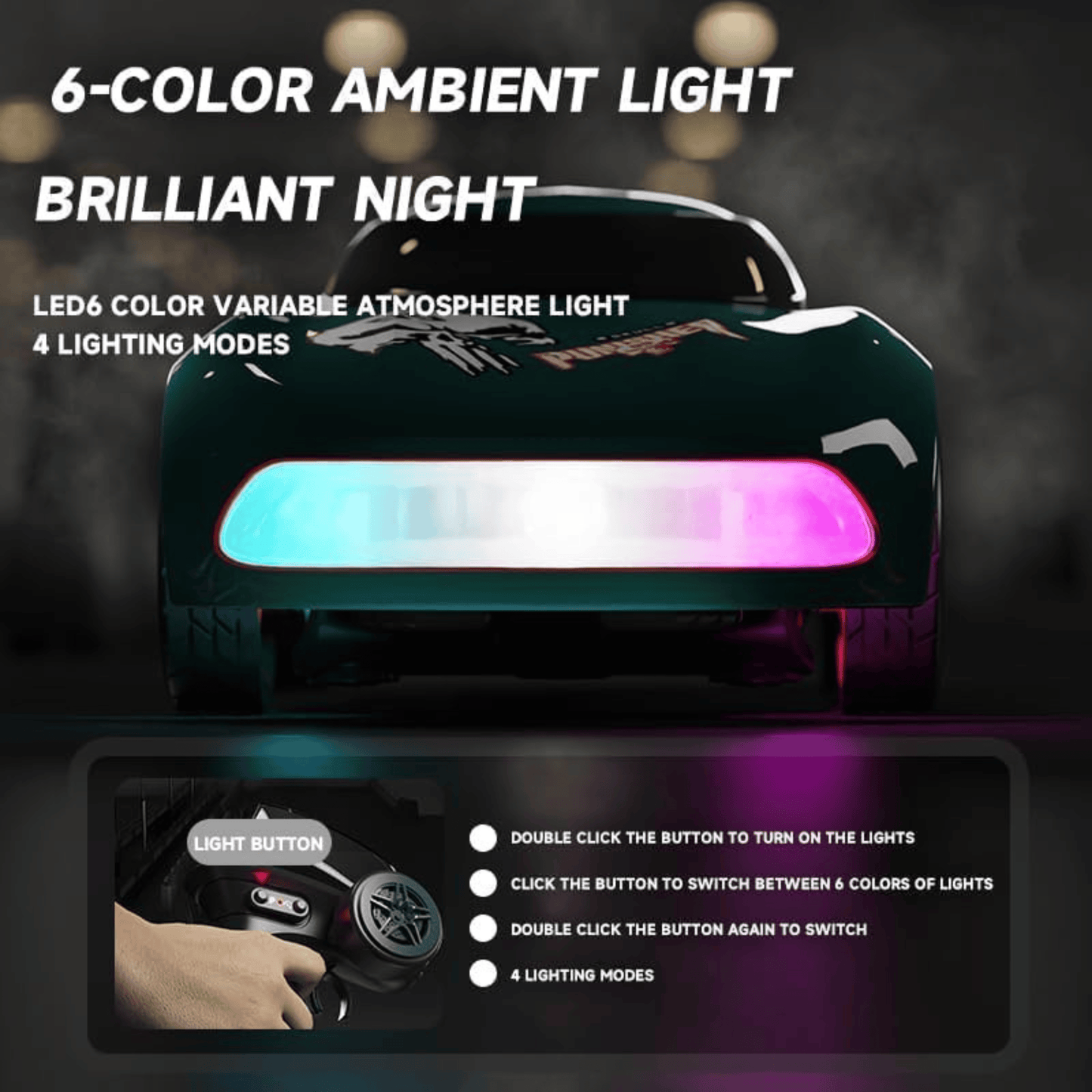 TurboMini 1:64 RC Drift Car – LED Lights, Instant Boost & Type-C Fast Charging