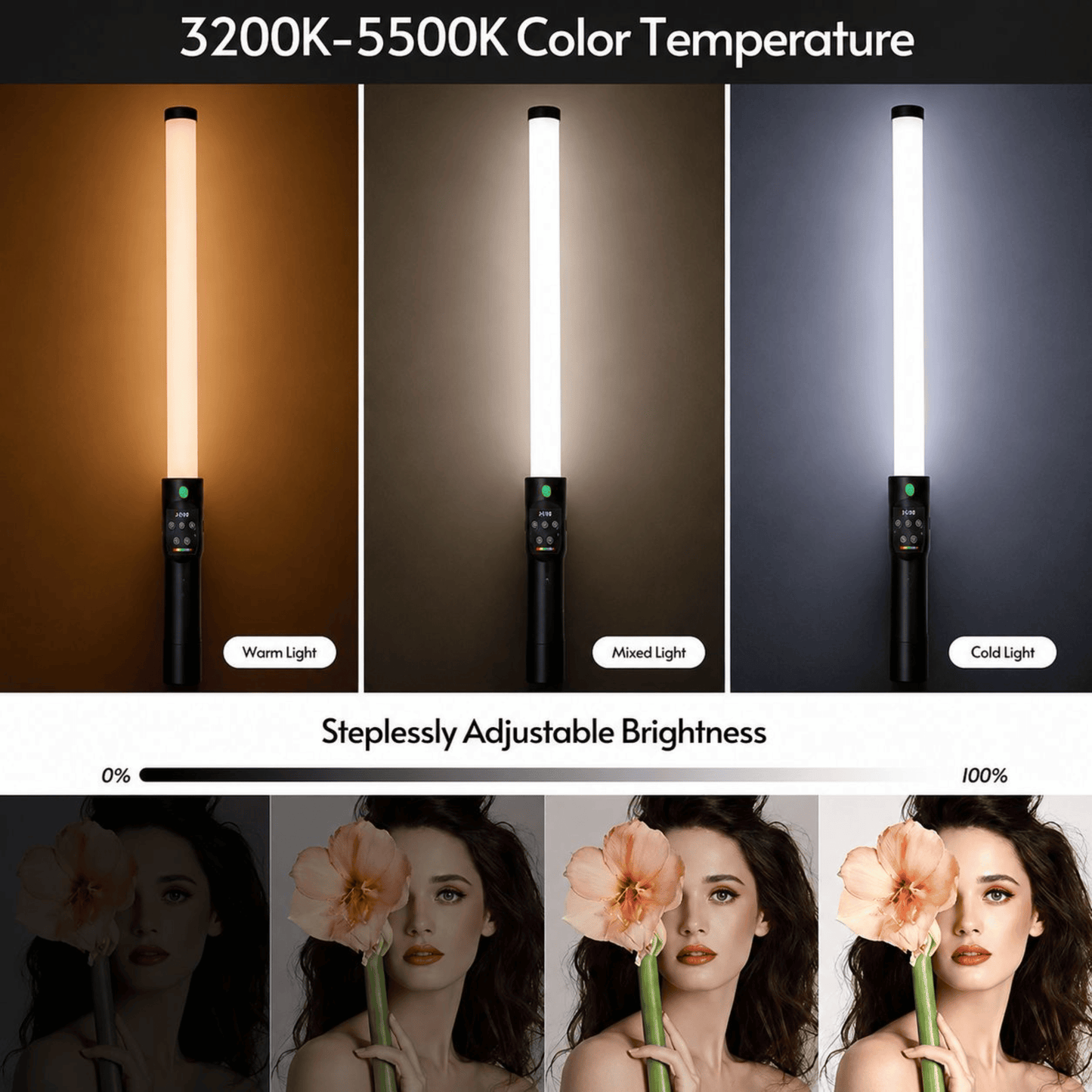 Rapid RGB Stick Light – Rechargeable Handheld LED Photography & Video Light