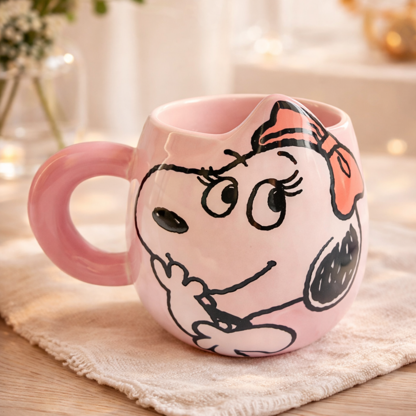Anime Cartoon Snoopy Ceramic Mug Kawaii Home Milk Cup Couple Coffee Cup  500 ml Pack of 1