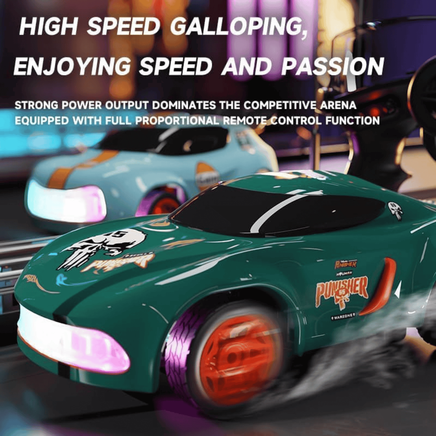 TurboMini 1:64 RC Drift Car – LED Lights, Instant Boost & Type-C Fast Charging
