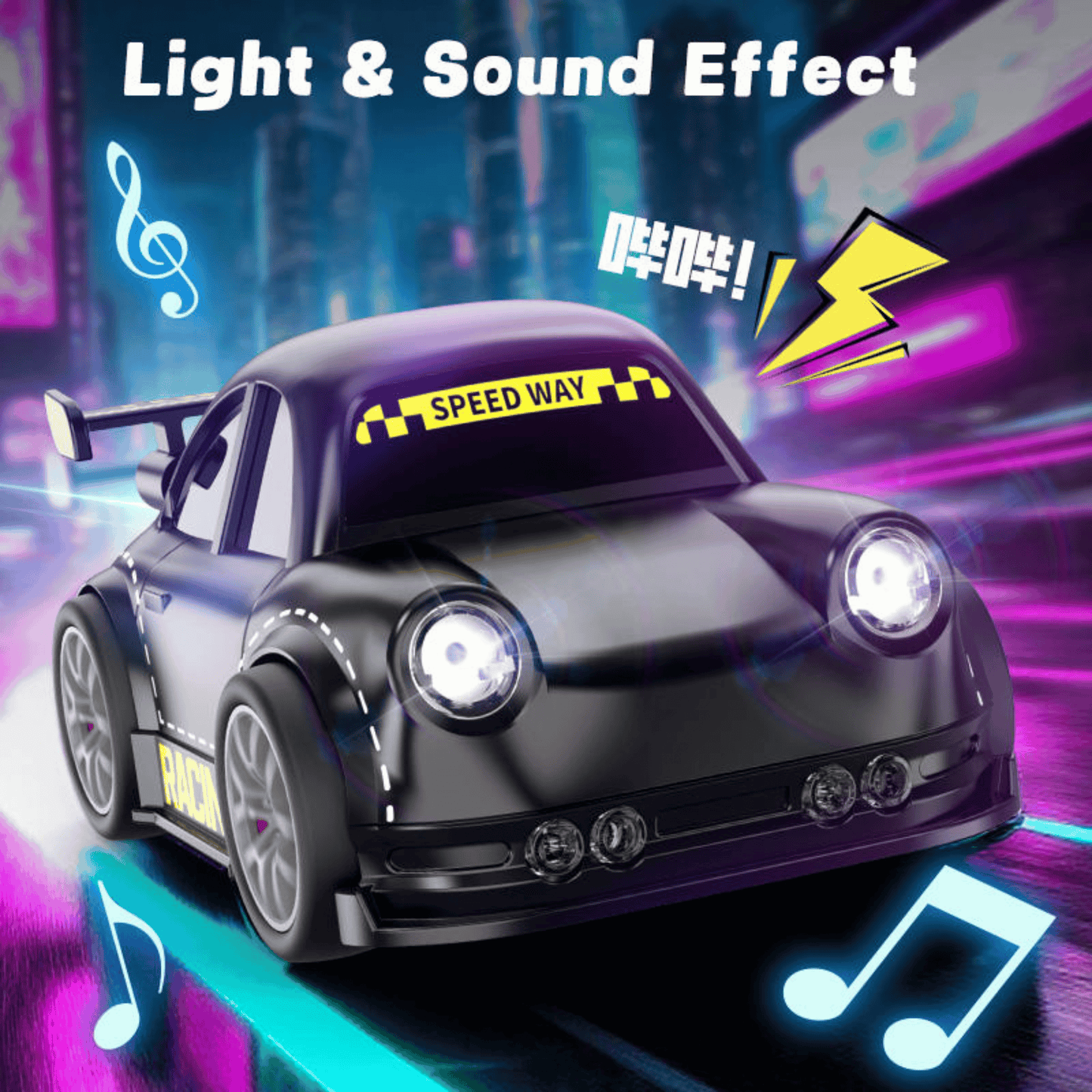 Smart RC Drifting Car Toy – 2.4GHz Remote Control Racing Car with LED Lights, Sound & Sensor Mode