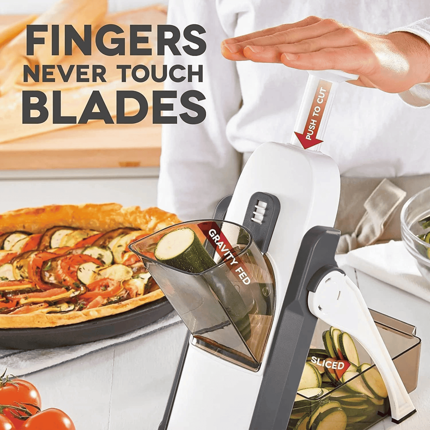 SmartSlice 3-in-1 Push & Cut Vegetable Chopper with Mandoline Slicer & Grater