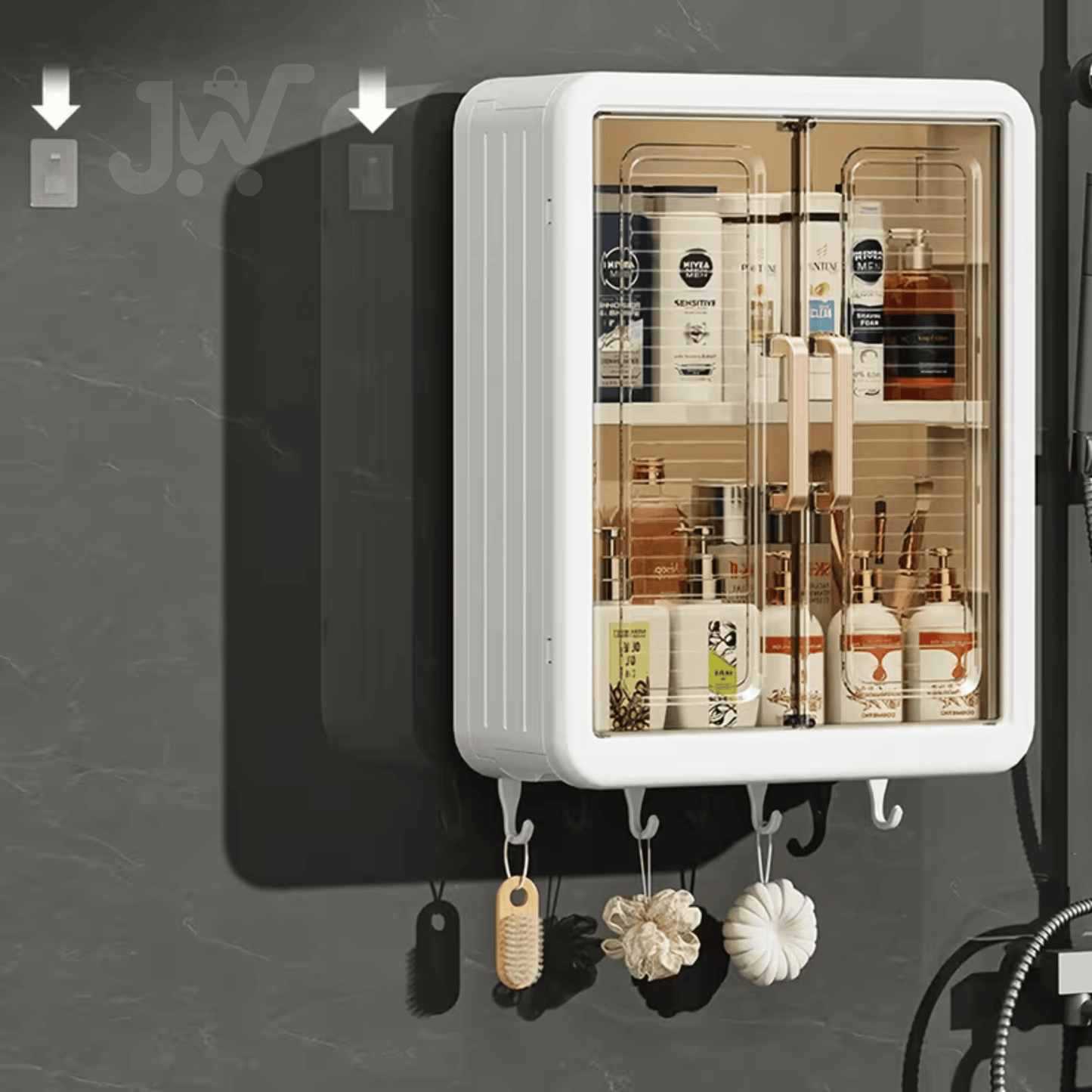 Minimalist Wall-Mounted Bathroom Storage Box – No Drill Waterproof Organizer Shelf