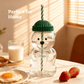 Cute Bear Shaped Glass Cup with Lid & Straw – Reusable Transparent Bear Tumbler for Coffee, Juice & Smoothies