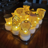 Golden Net LED Tealight Candle Lanterns Star 6 pcs