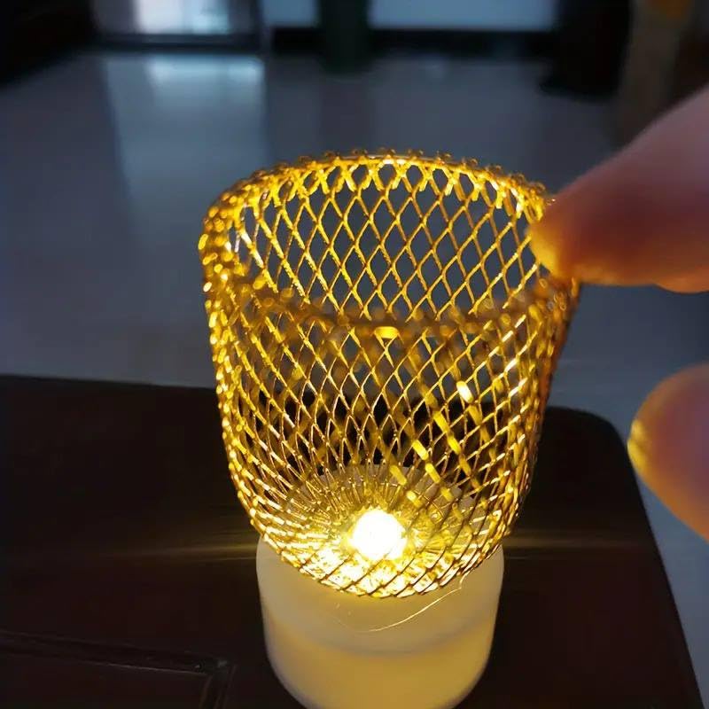 Golden Net LED Tealight Candle Lanterns Star 6 pcs