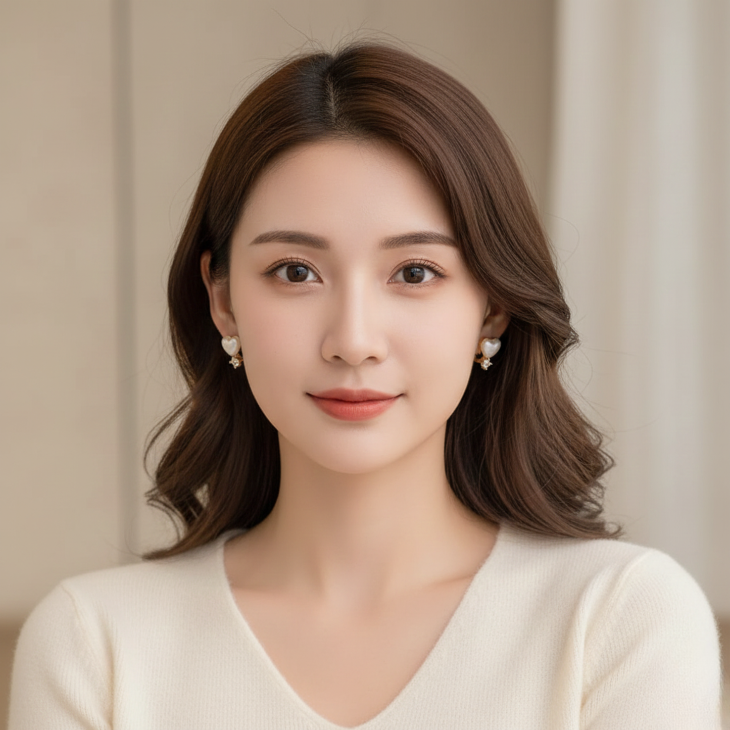 White Heart Diamond Earring