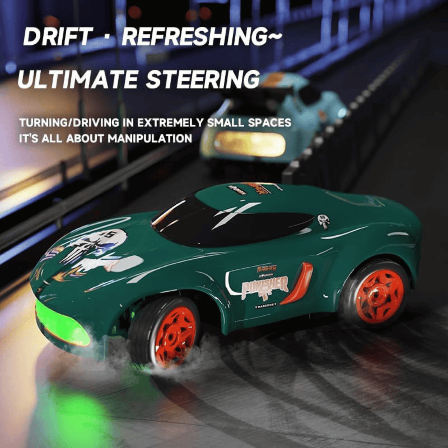 TurboMini 1:64 RC Drift Car – LED Lights, Instant Boost & Type-C Fast Charging