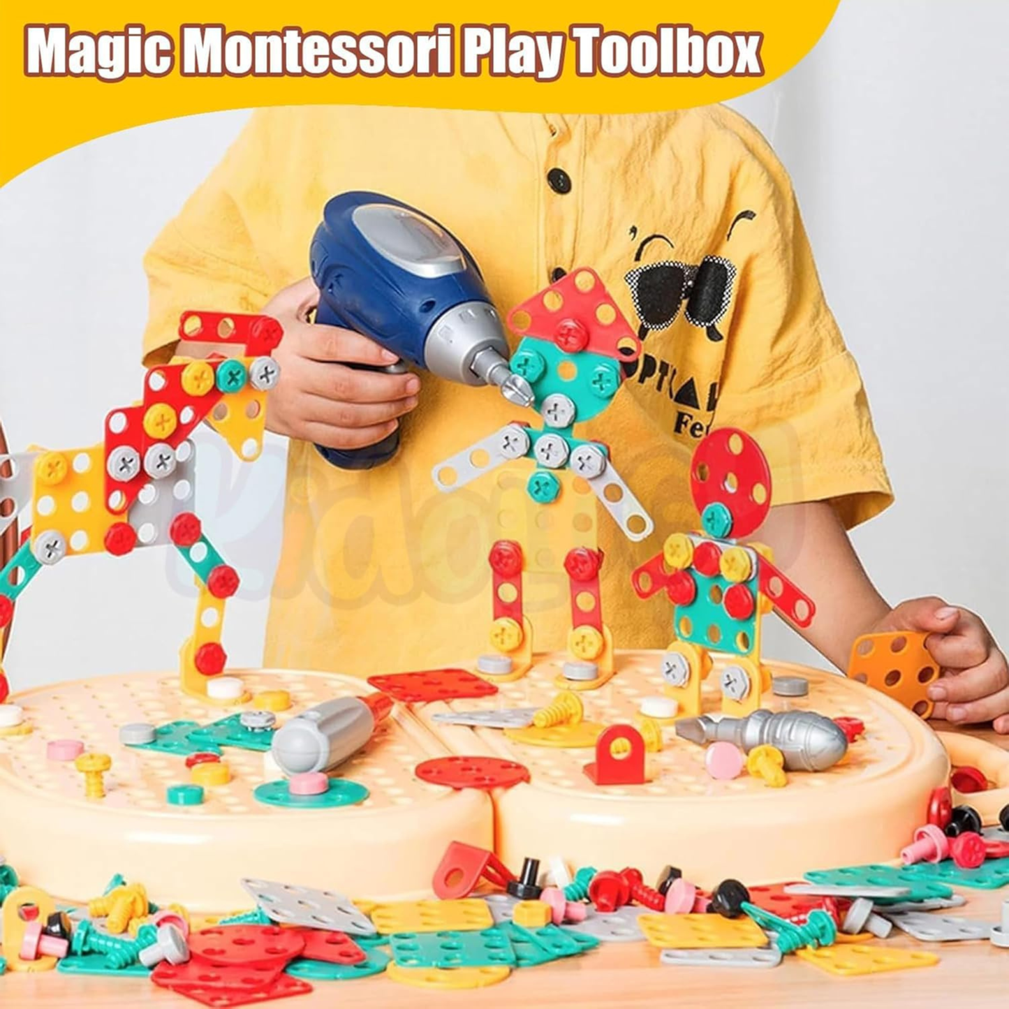 Creative Mosaic Drill Set – 203-Piece Drilling Toy with Screwdriver Tool