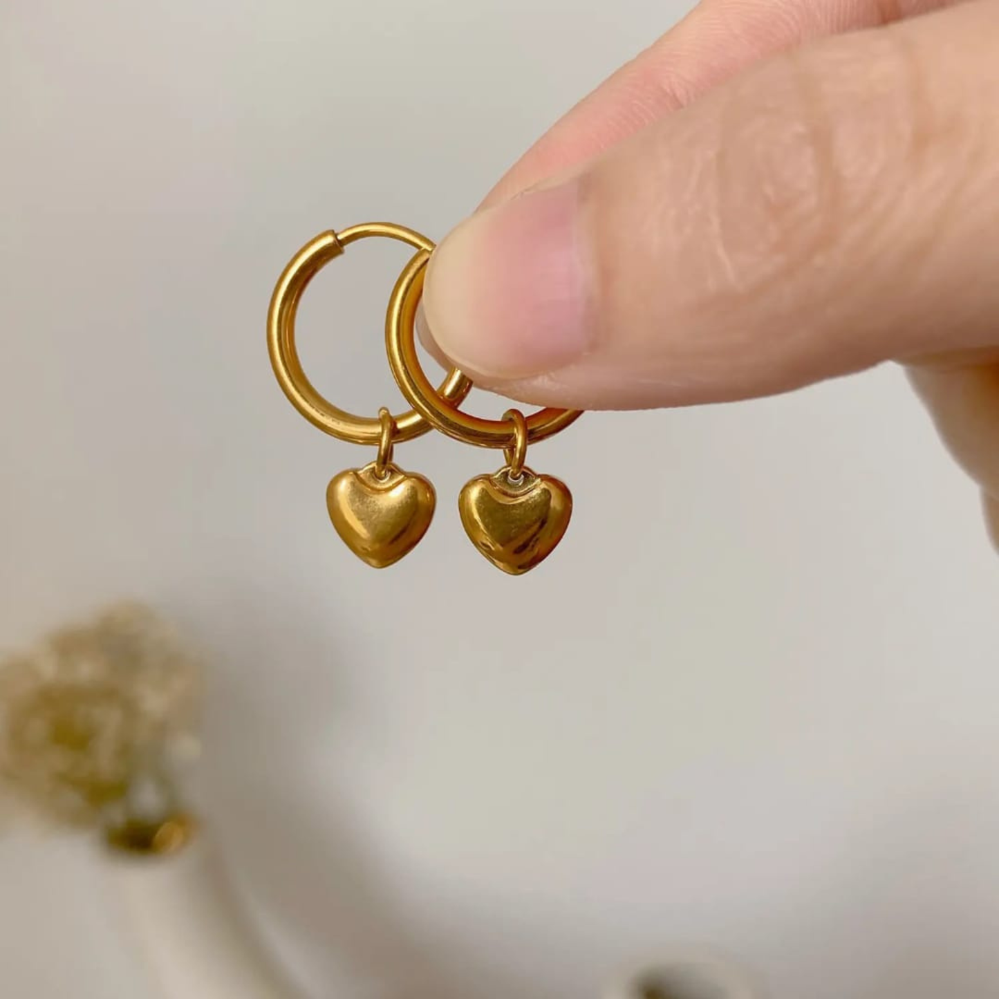 Small Heart Hoop Earrings – Gold Plated Stainless Steel